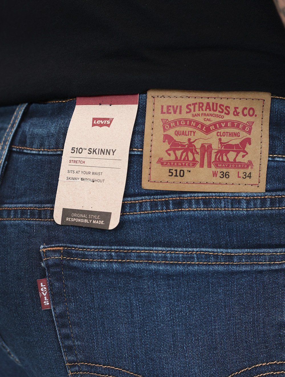 Calça Levis Jeans Masculina 510 Skinny Stretch Azul Médio