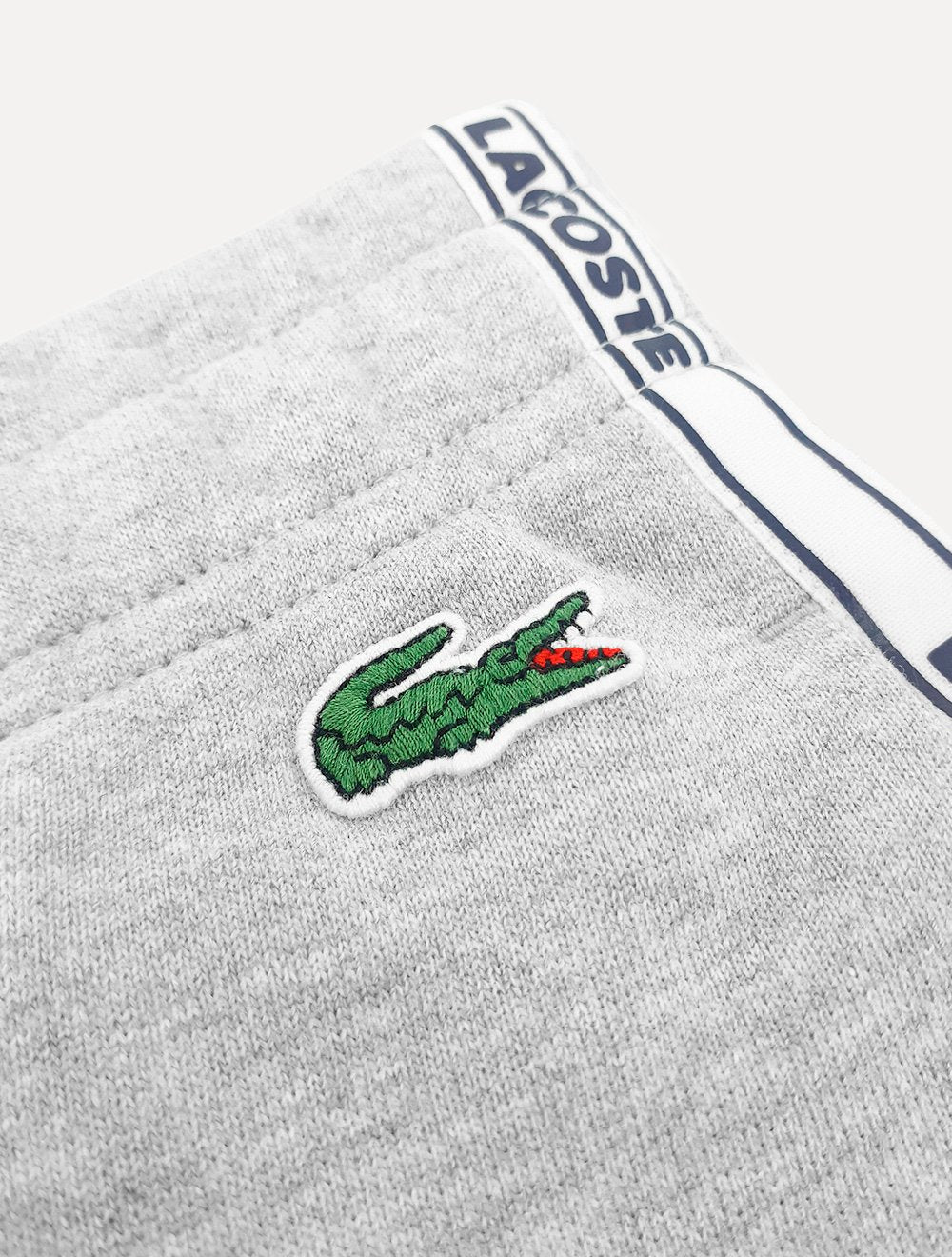 Calça Lacoste Moletom Masculina Side Sash Brand Recorte Cinza Mescla