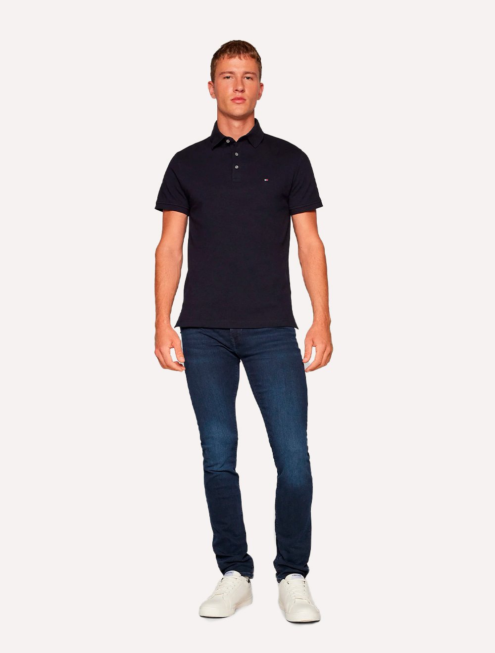 Polo Tommy Hilfiger Masculina Slim 1985 Azul Marinho