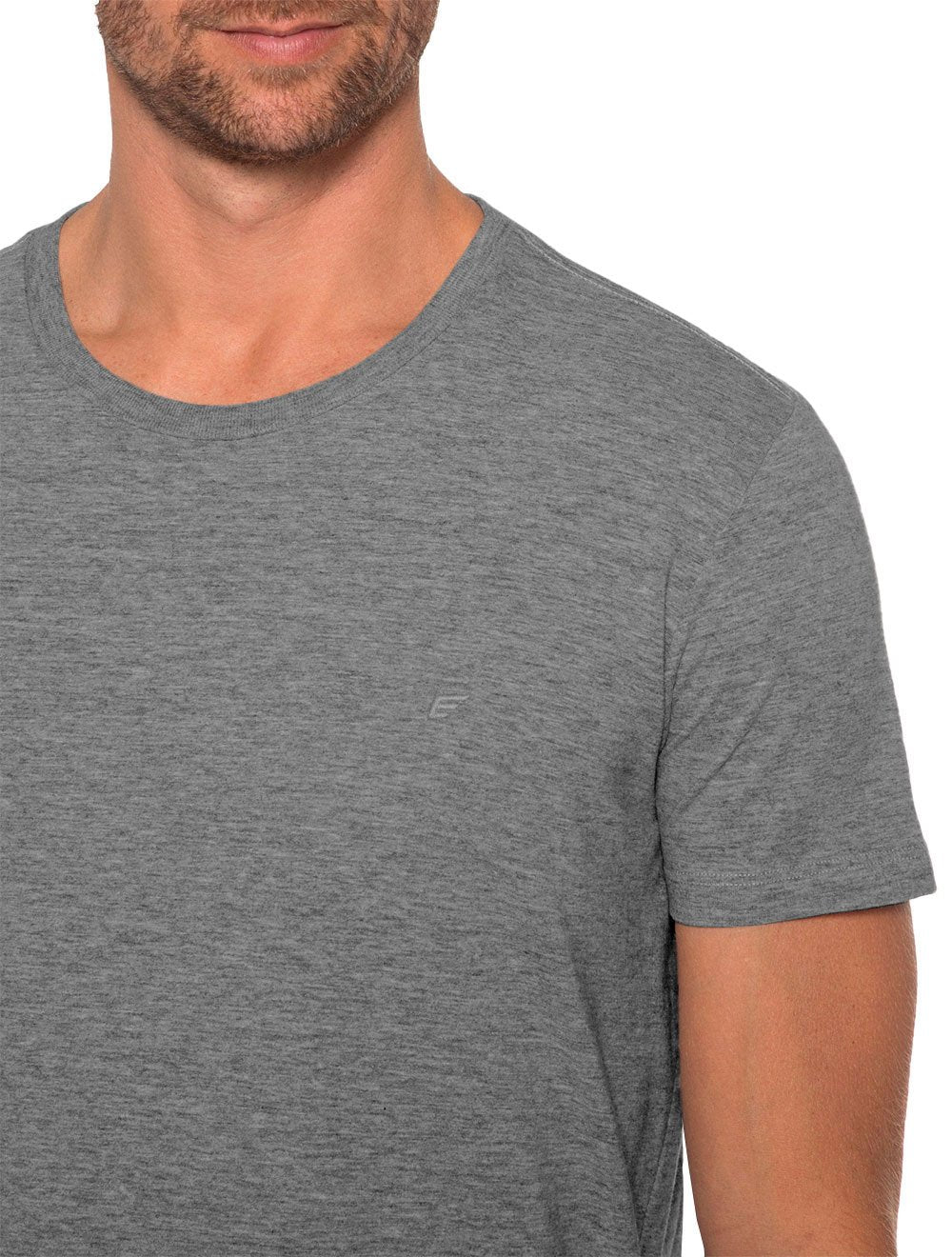 Camiseta Ellus Masculina Cotton Fine Classic Logo Mescla Cinza