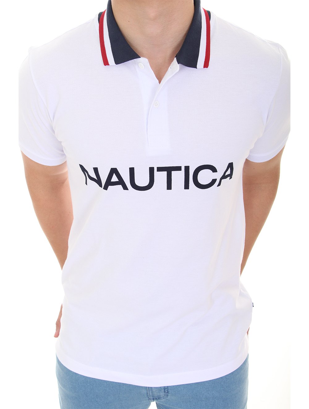 Polo Nautica Masculina Piquet Core Stamp Branca