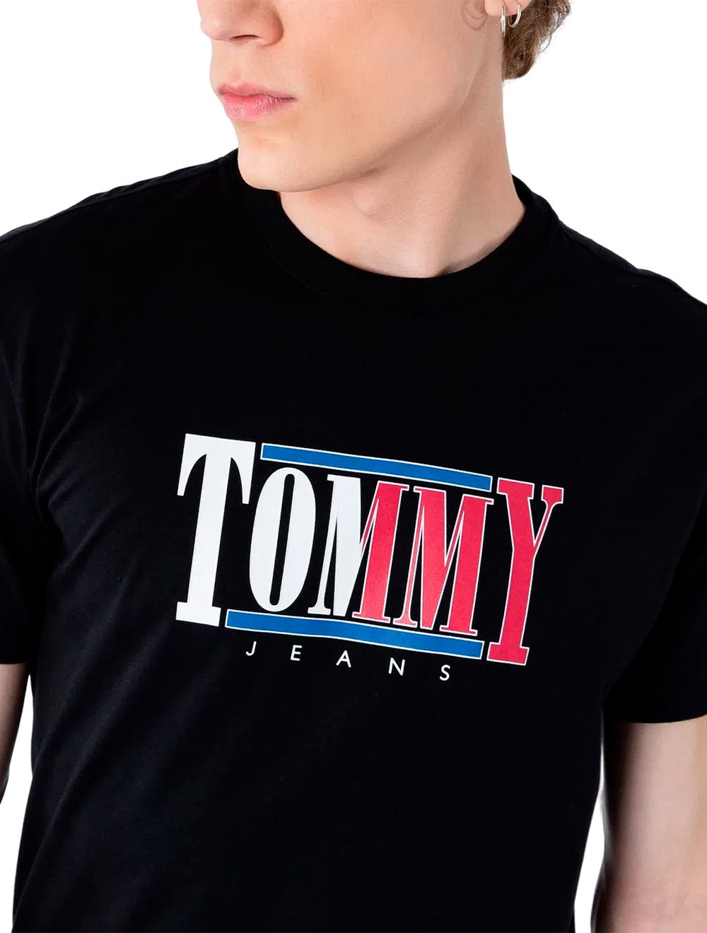 Camiseta Tommy Jeans Masculina RWB Centered Logo Preta