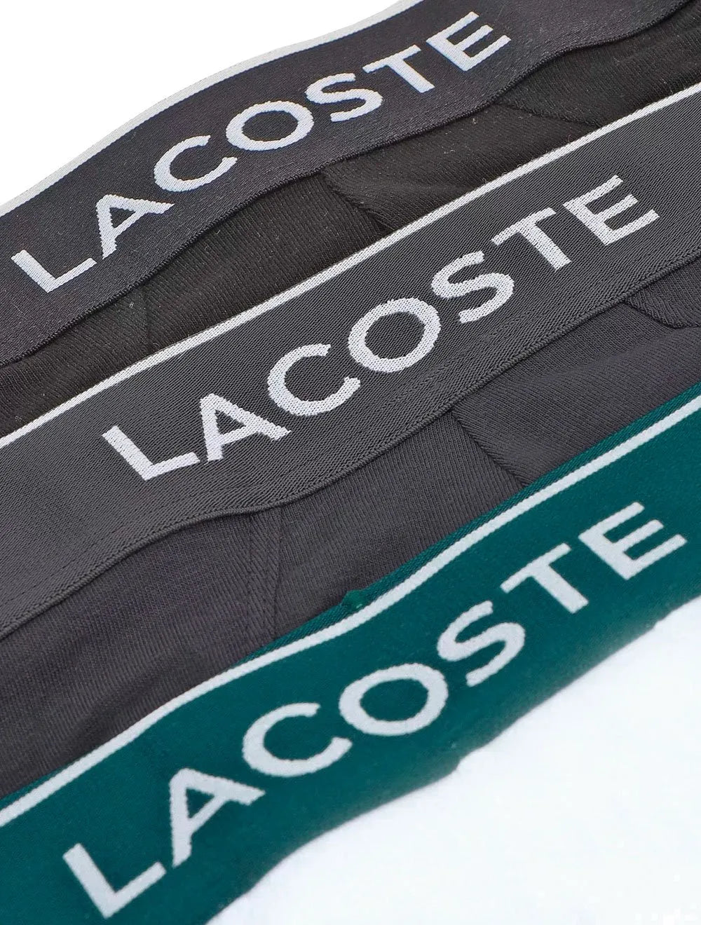 Cueca Lacoste Brief Slip Colored Lettered Waist Branca/ Grafite/ Preta Pack 3UN