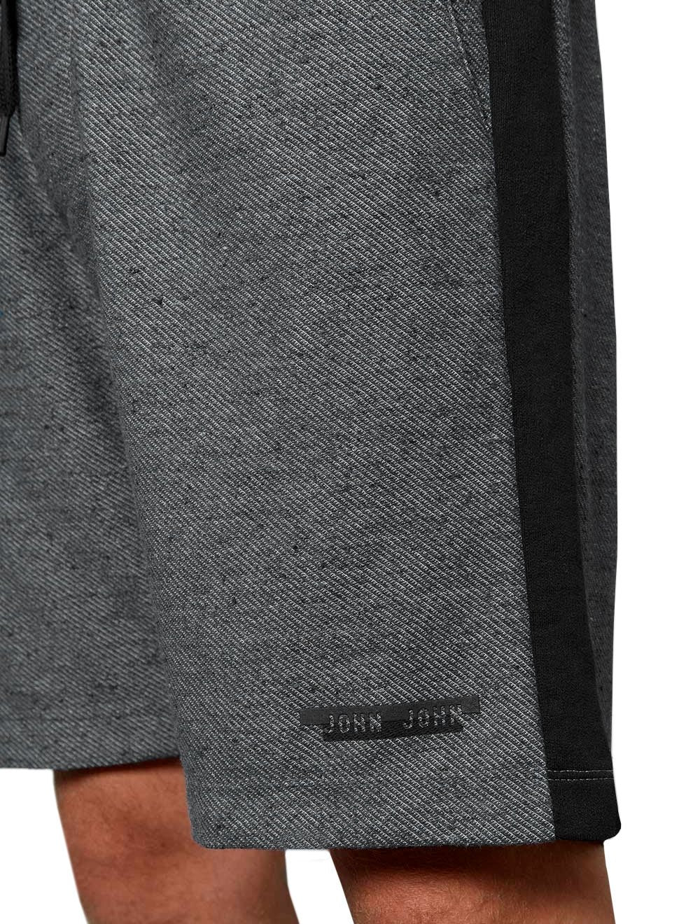 Bermuda John John Masculina Moletom Stripe Cinza Mescla