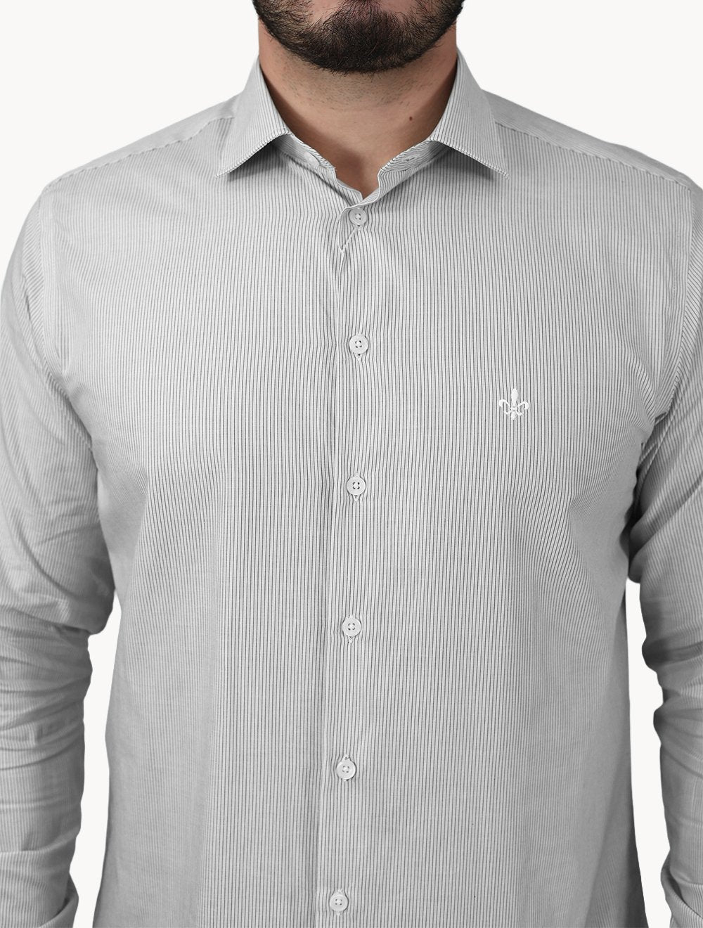 Camisa Dudalina Masculina Slim Superfine Cotton Listrada Light Verde Escuro