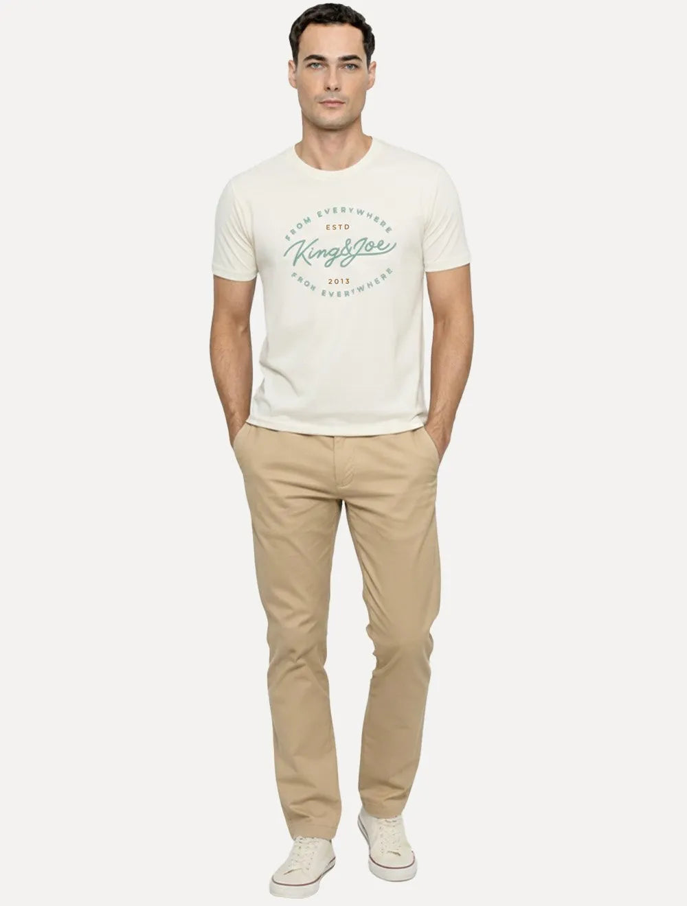 Camiseta King & Joe Masculina Signature Color Circle Estd 2013 Off White