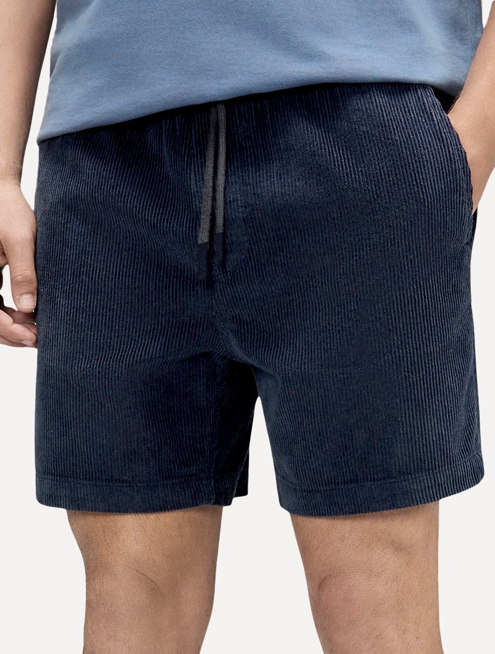 Bermuda Reserva Masculina Elástico Cotelê Azul Marinho