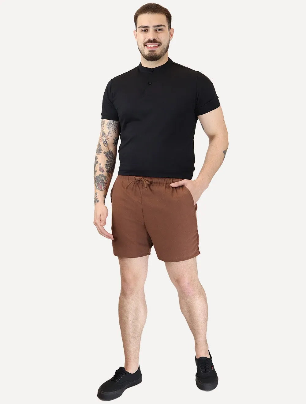 Short Foxton Masculino Linho Pier Casual Marrom