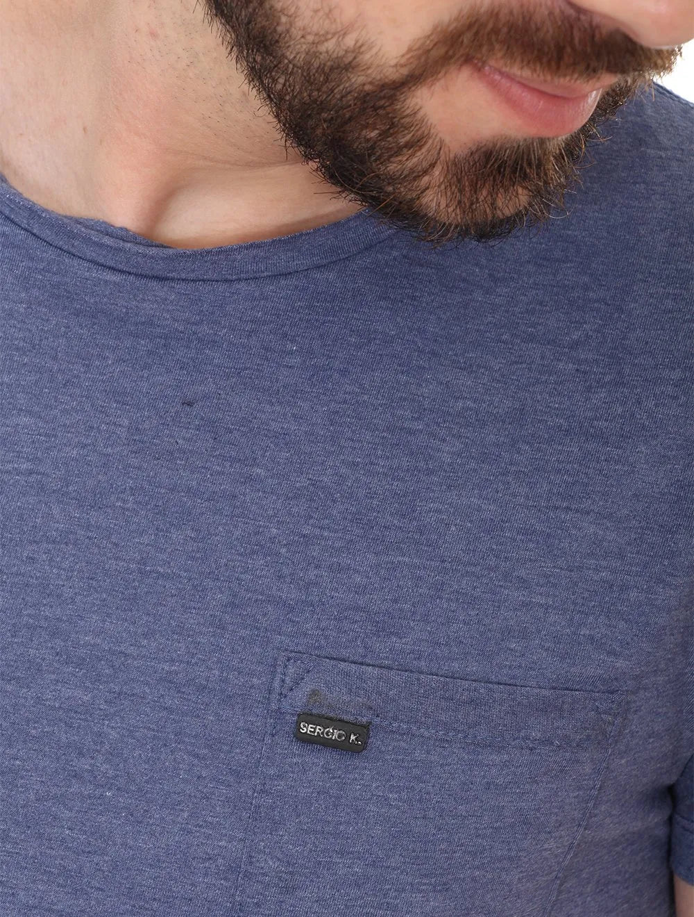 Camiseta Sergio K Masculina Back To Basics Pocket Azul Mescla