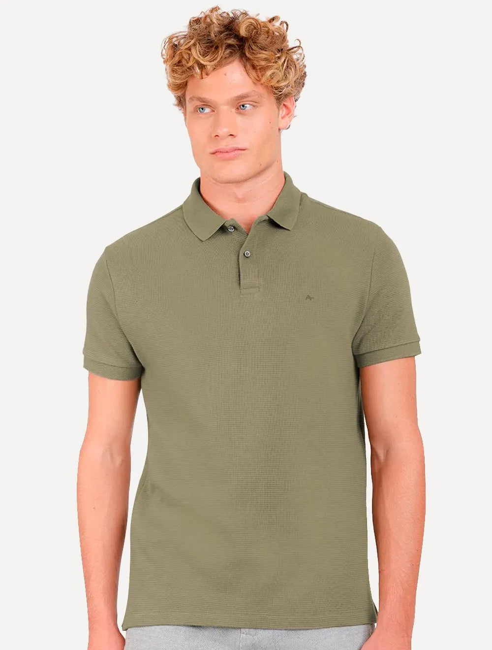 Polo Aramis Masculina Suedine Canelado Verde Militar