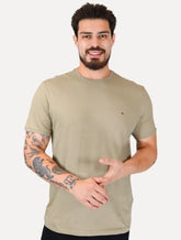Camiseta Aramis Masculina Grey Friso Gola Cáqui