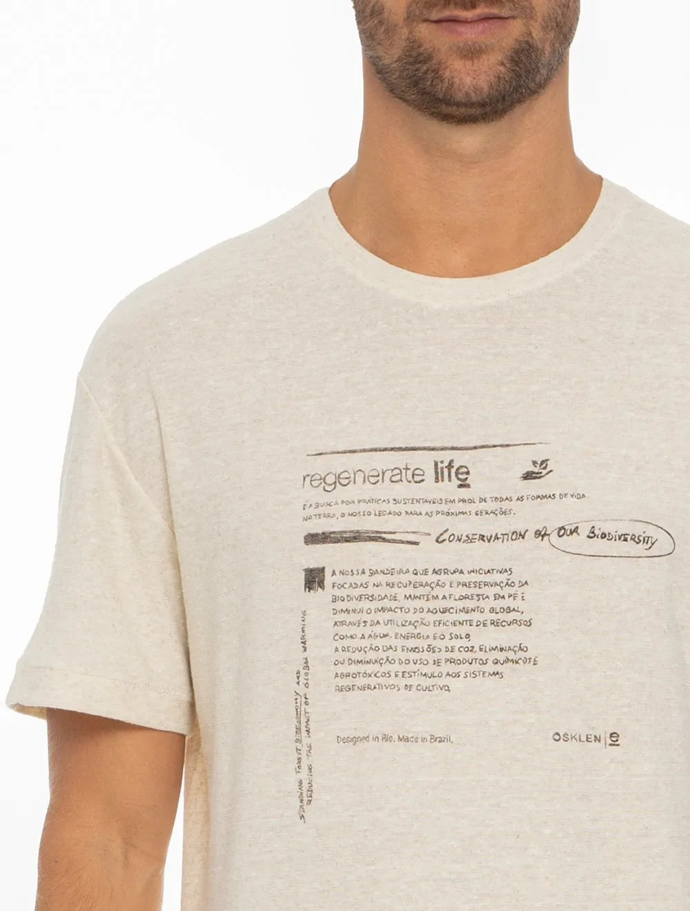 Camiseta Osklen Masculina Over Eco Blend Redesign Waste Off-White