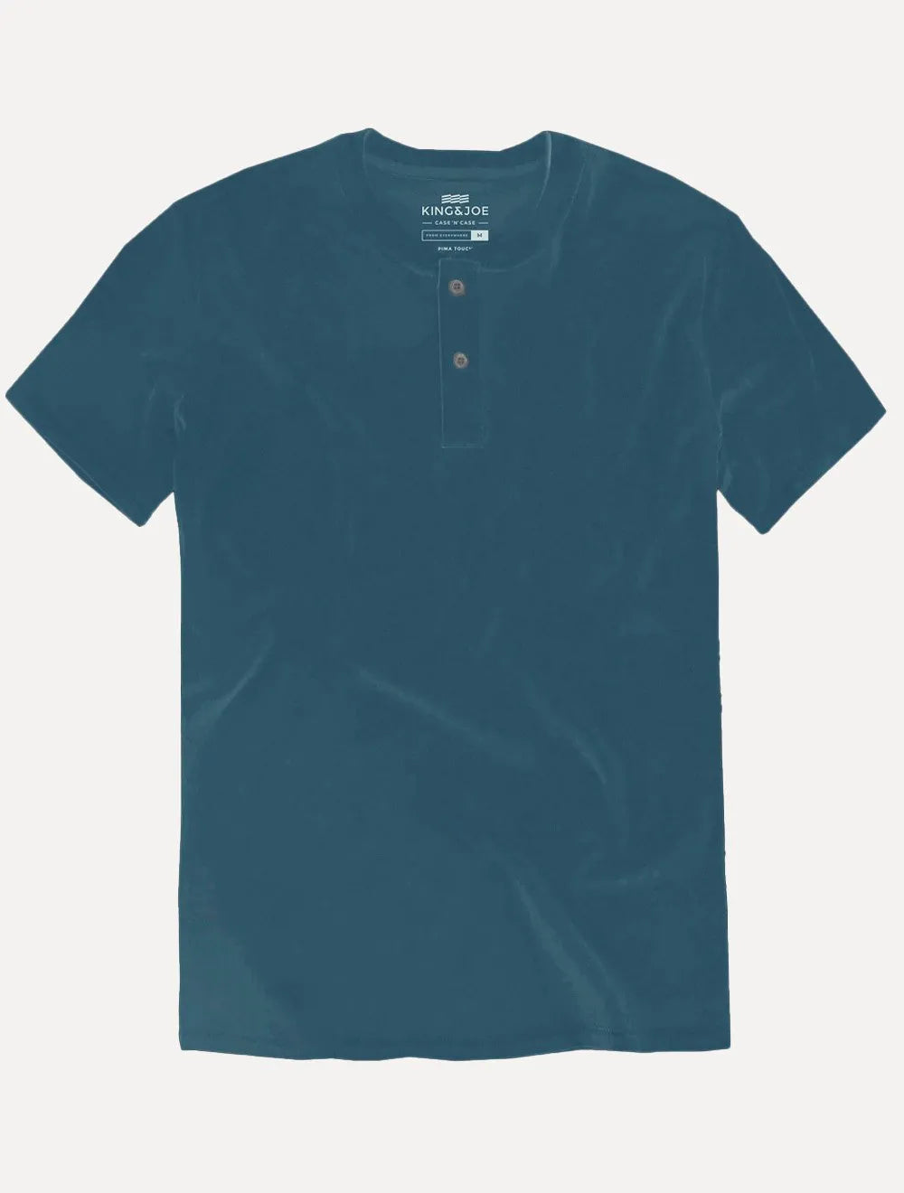 Camiseta King & Joe Masculina Botão Pima Touch Henley Azul Marinho