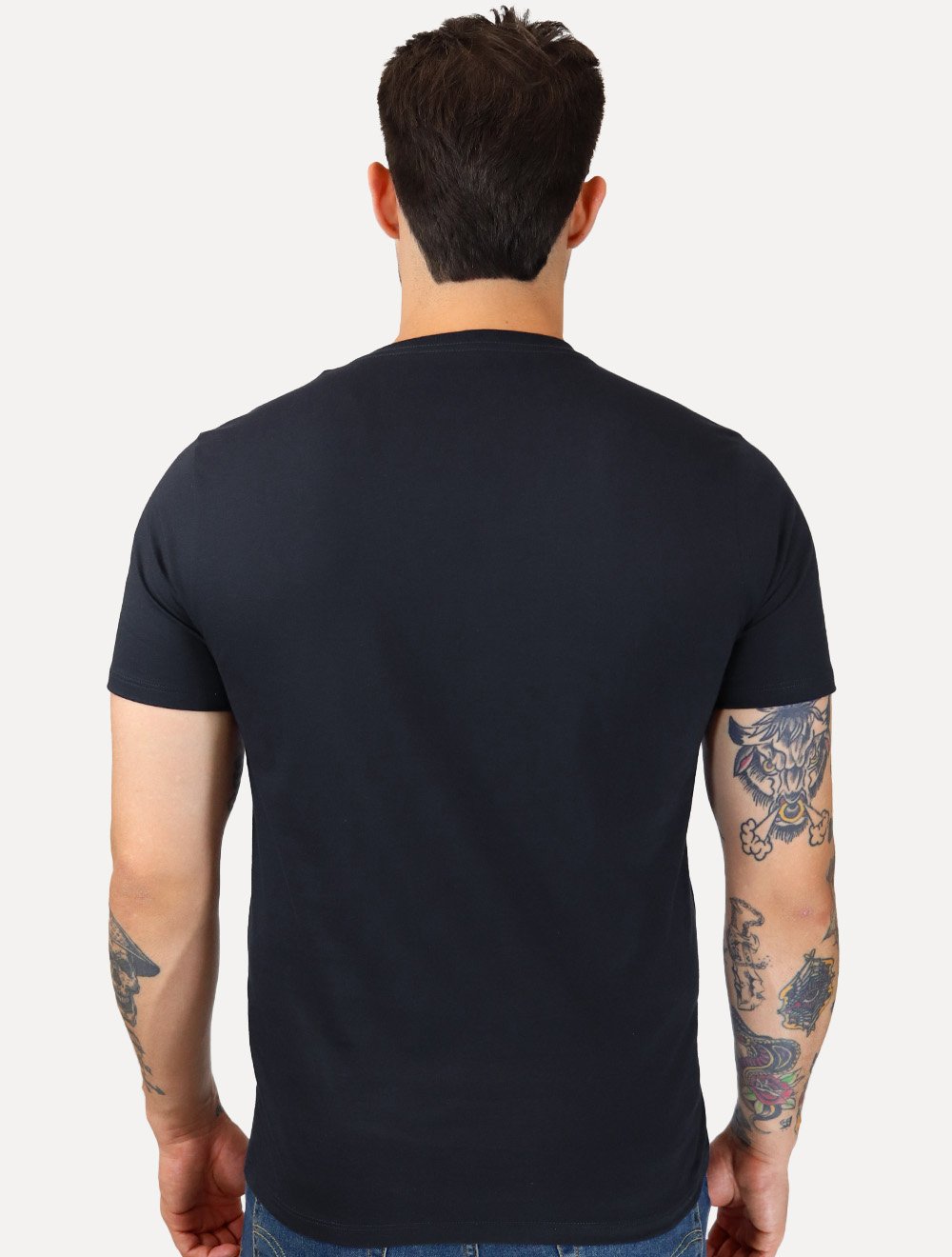 Camiseta Guess Masculina Silk Rubber Logo Azul Marinho