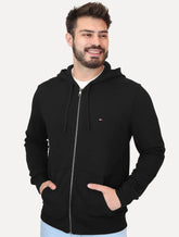 Moletom Tommy Hilfiger Masculino Flag Logo Zip-Through Hoody Preta