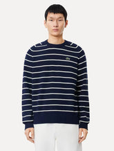 Suéter Lacoste Masculino Classic Fit Gola Redonda Listrado Azul Marinho