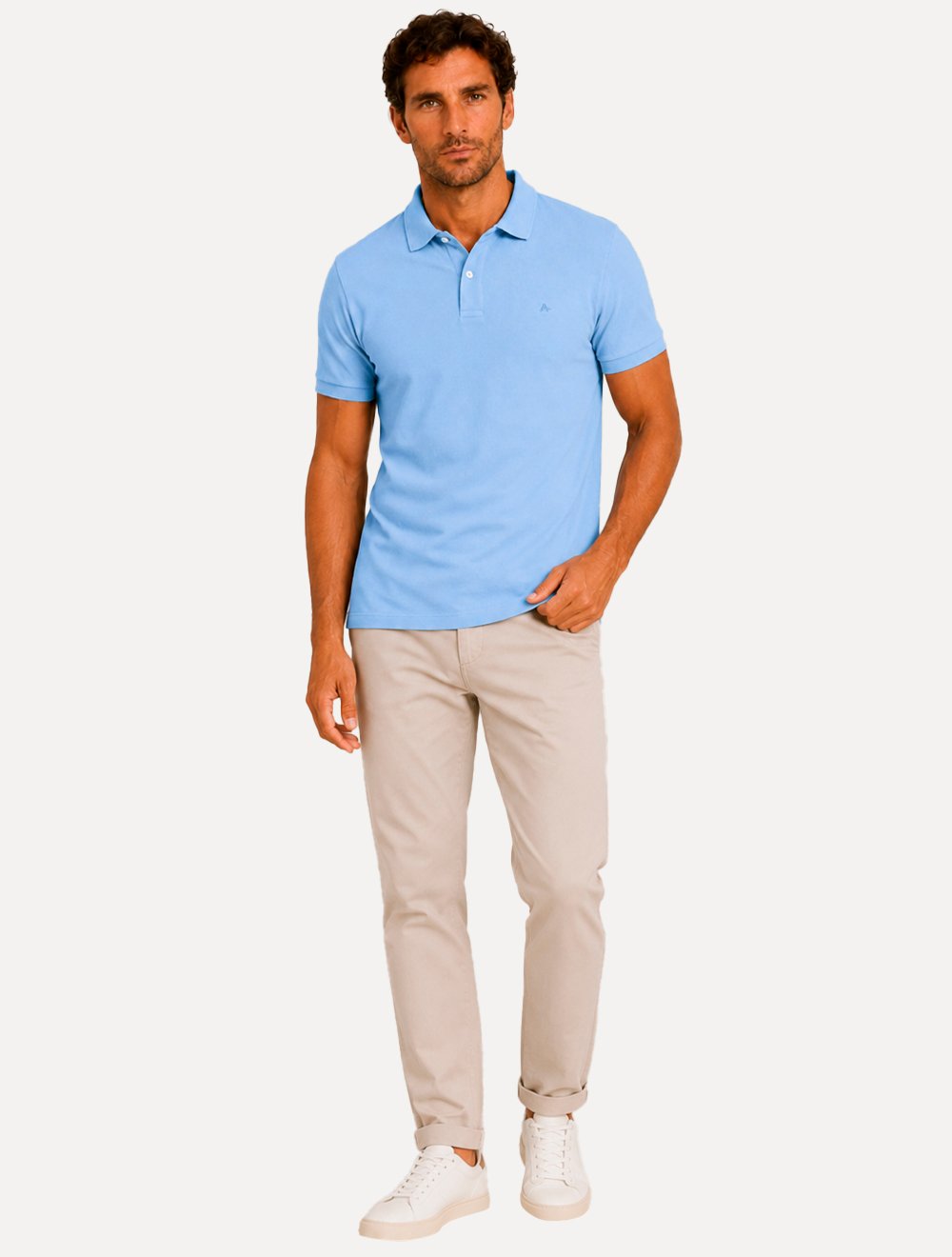 Polo Aramis Masculina Basic Piquet Mono Azul Pastel