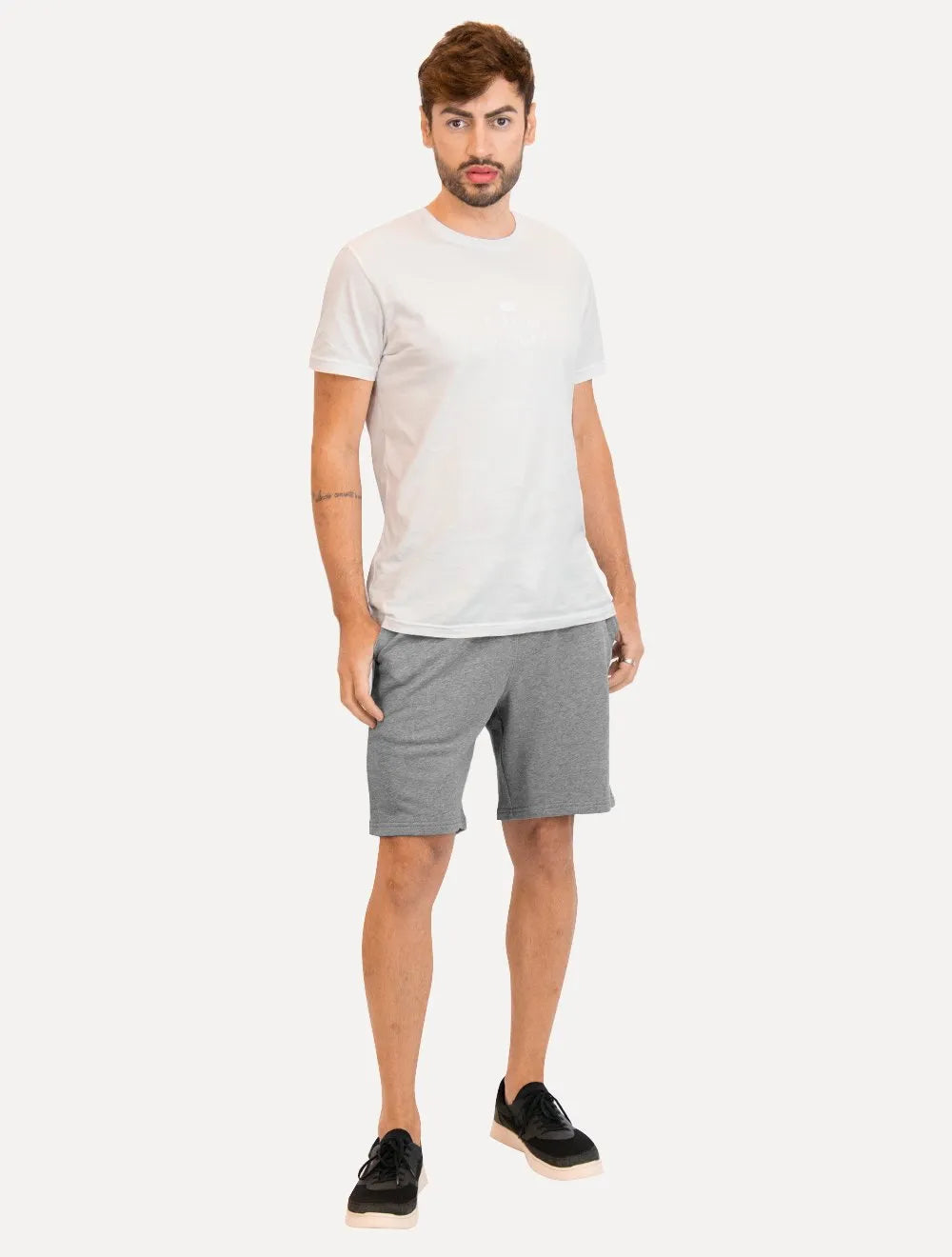 Bermuda Tommy Hilfiger Moletom Masculina Essential Terry Cinza Mescla