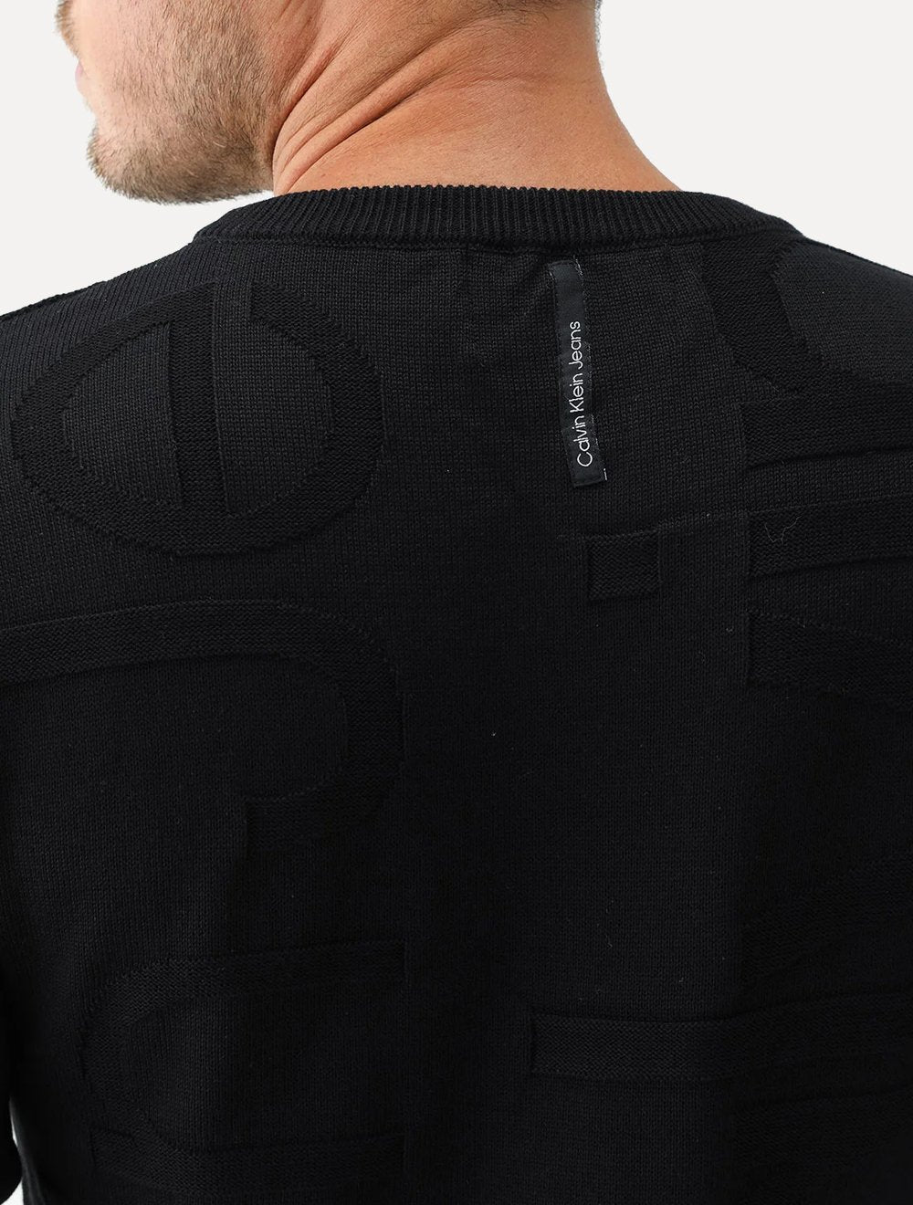 Tricot Calvin Klein Jeans Tricot Jacquard Logos Preto