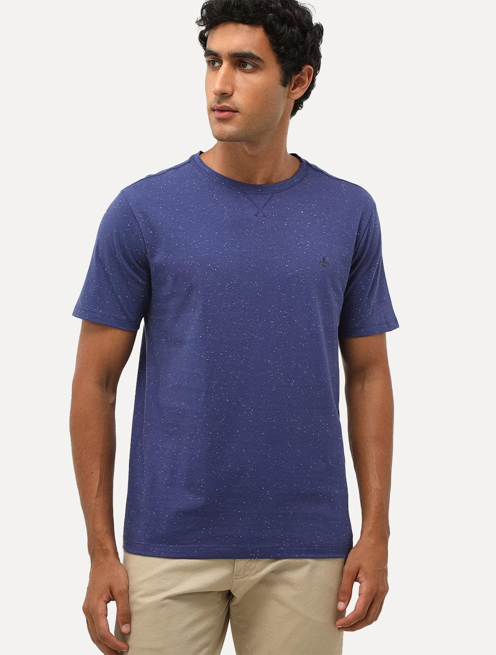 Camiseta Dudalina Masculina Regular Botonê Detail Azul Marinho
