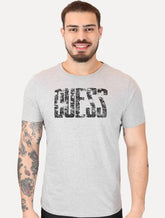 Camiseta Guess Masculina Eroded Logo Print Cinza Mescla