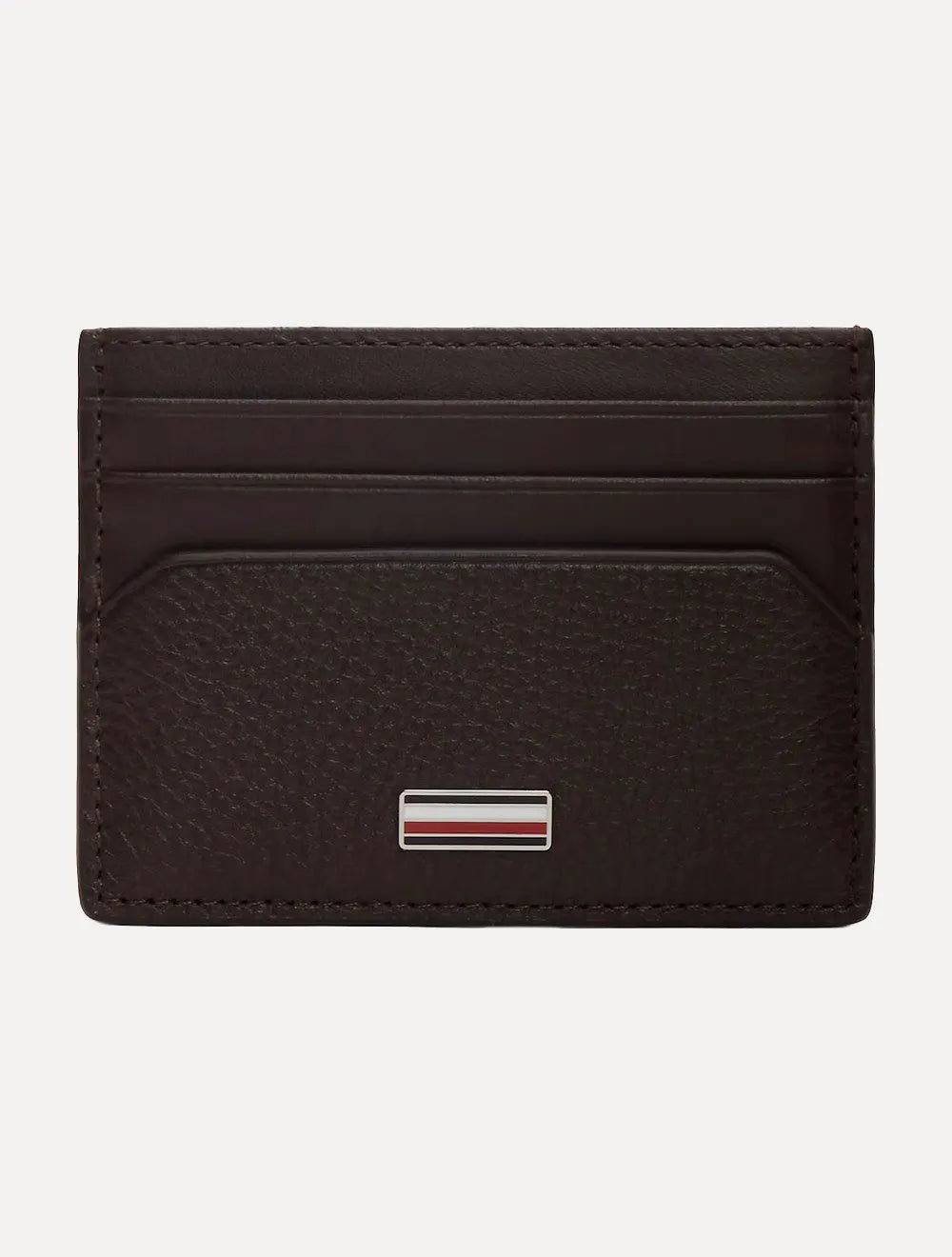 Carteira Tommy Hilfiger Porta Cartão Couro Logo Centarl CC Holder Marrom