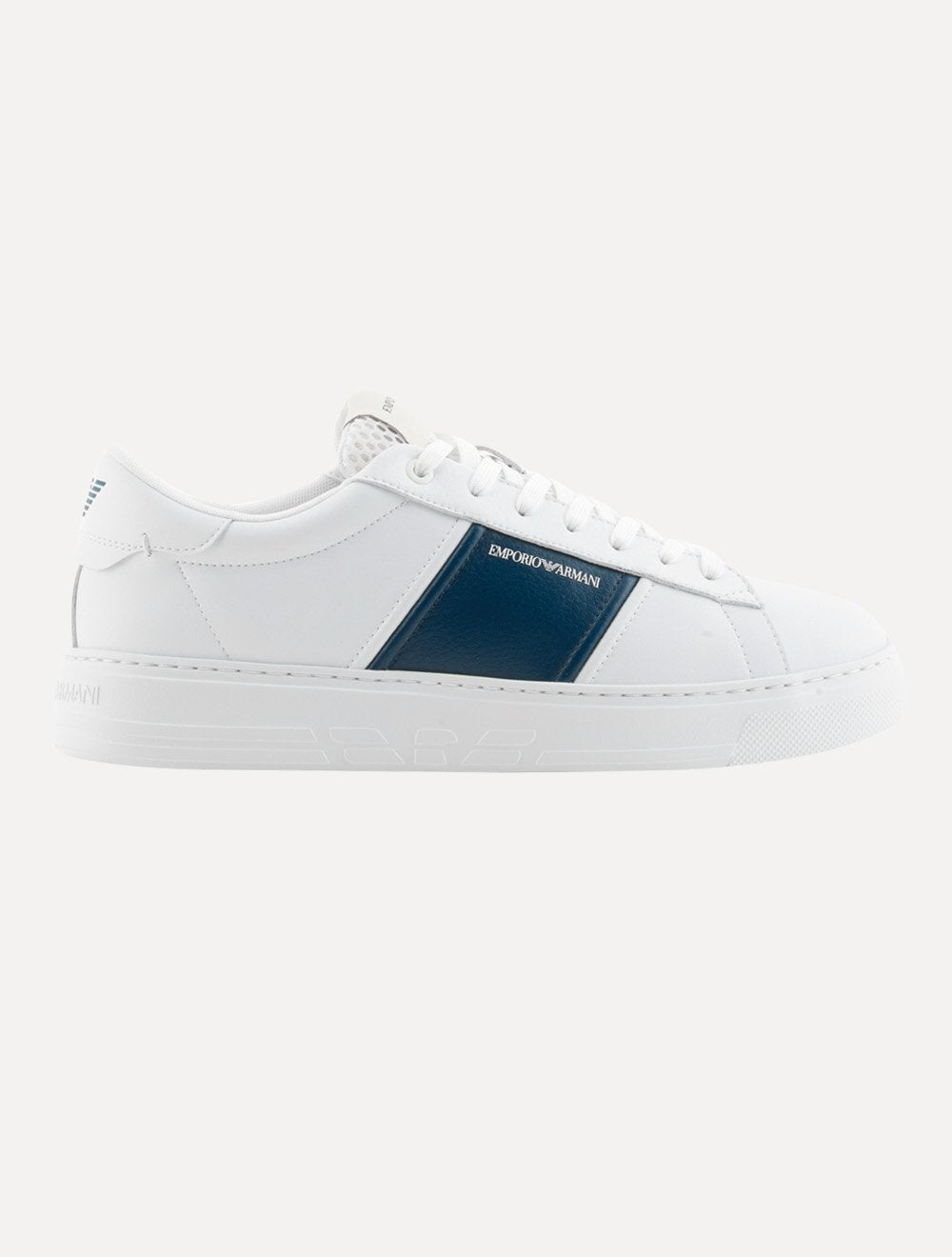 Tênis Empório Armani Masculino Recorte Blue Lateral Branco