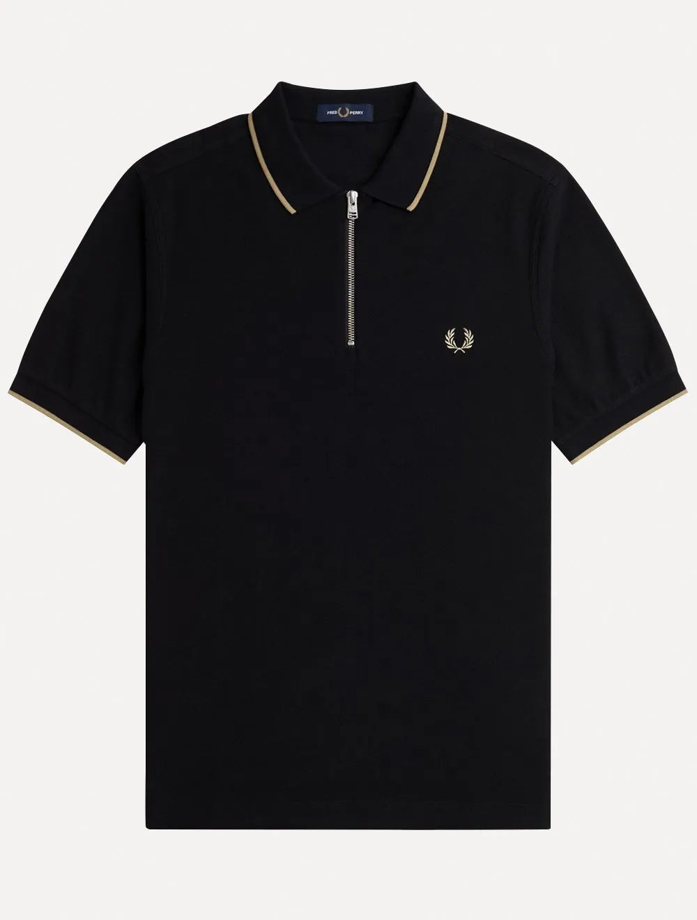 Polo Fred Perry Masculina Crepe Pique Zip Neck Preta
