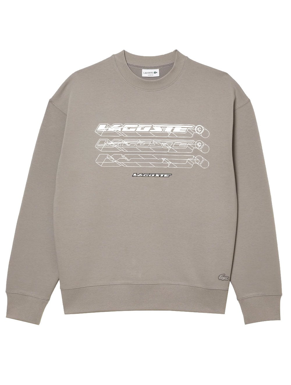 Moletom Lacoste Masculino Crewneck Loose Branded Cinza Claro