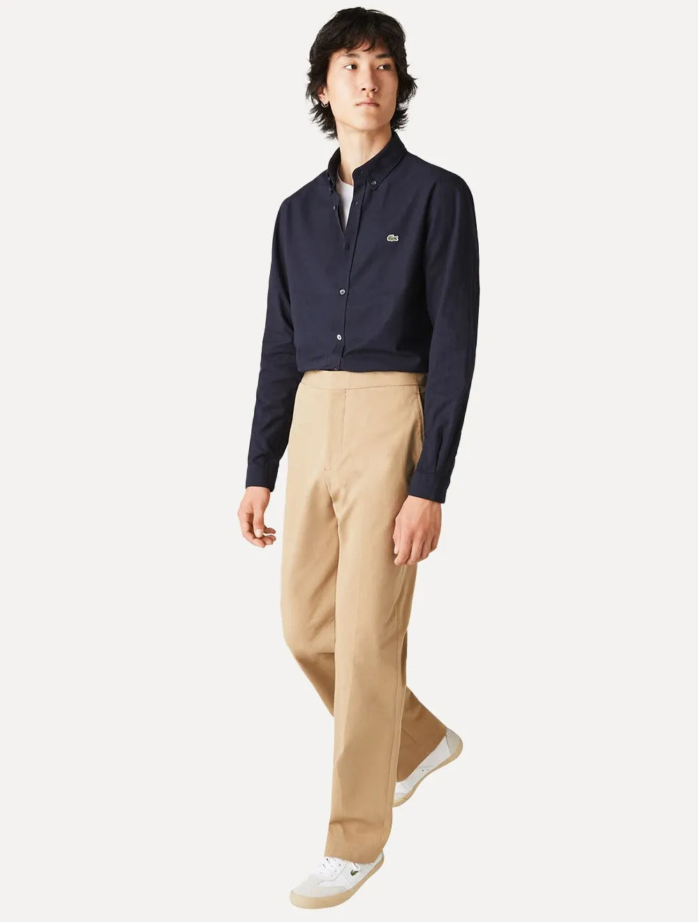 Camisa Lacoste Masculina Regular Pinpoint Cotton Oxford Azul Marinho