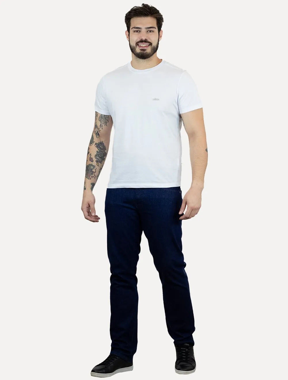 Camiseta Ellus Masculina Cotton Fine Duocolor Classic Branca