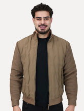 Jaqueta Masculina Nylon Manga Ribana Pocket Zip Cáqui