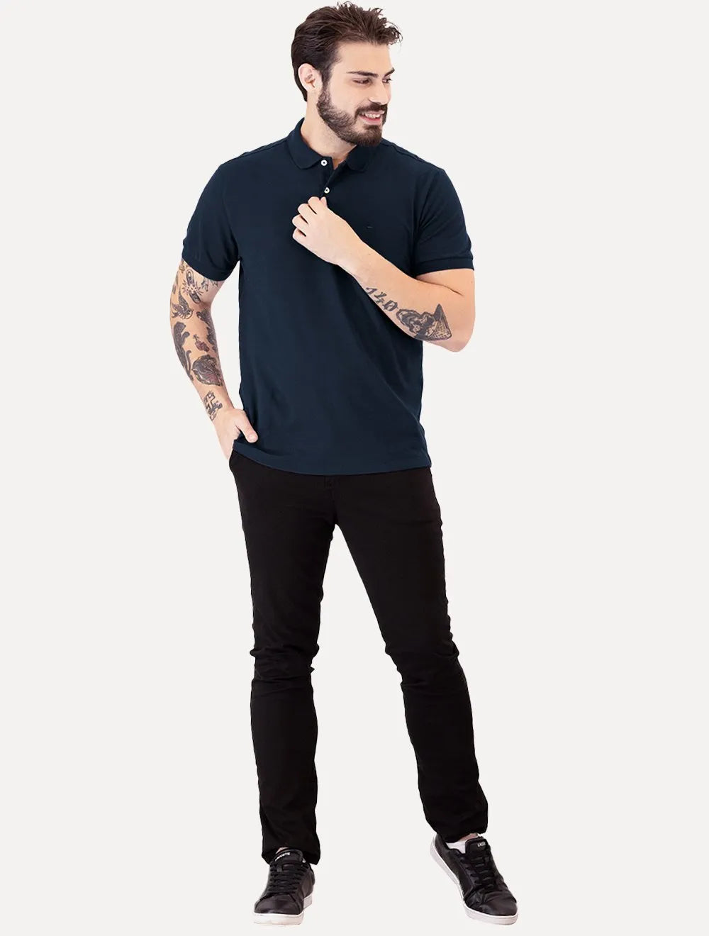 Polo Aramis Masculina Piquet Inner Detail Dark Azul Marinho