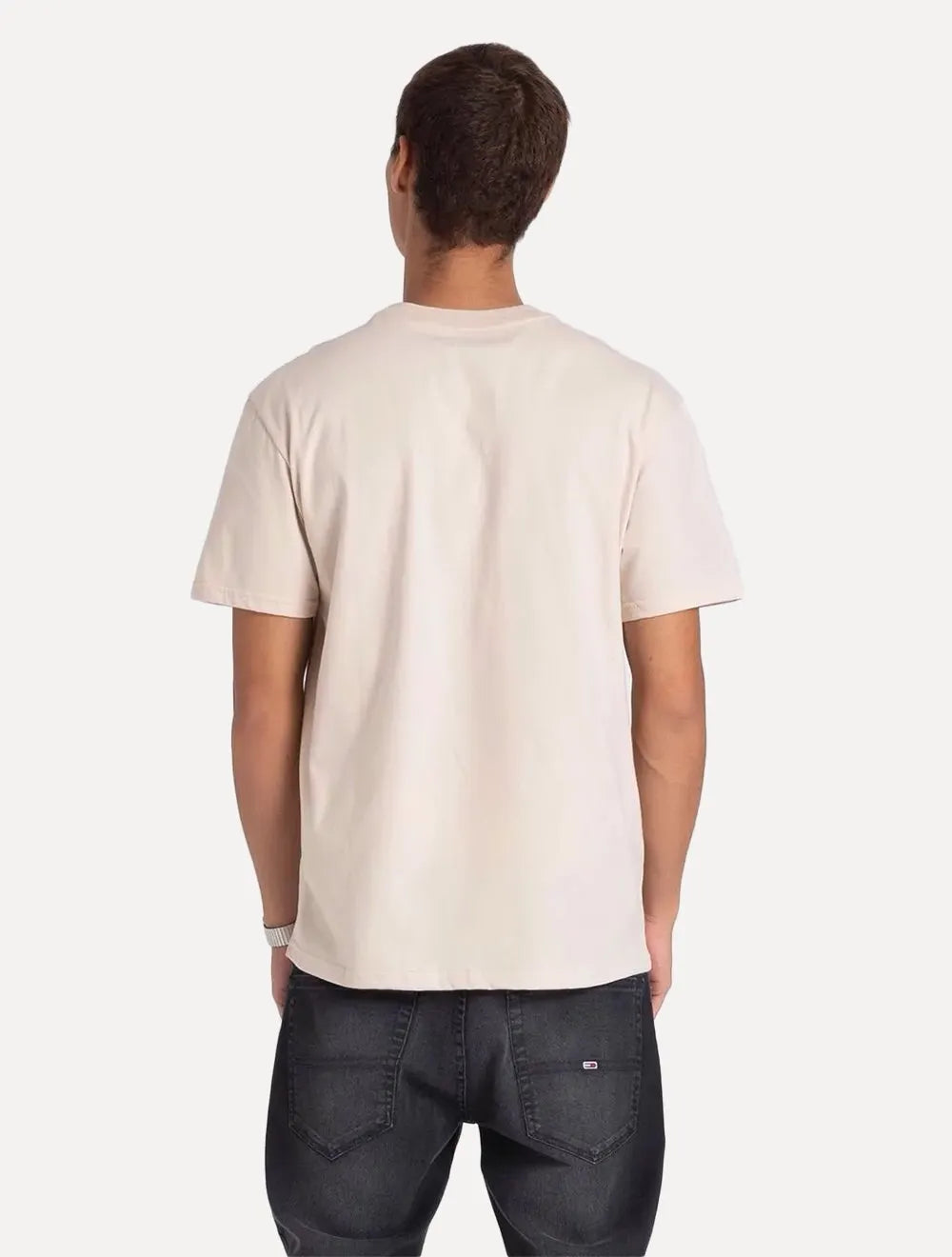 Camiseta Tommy Jeans Masculina Regular Classic Smal Flag Areia