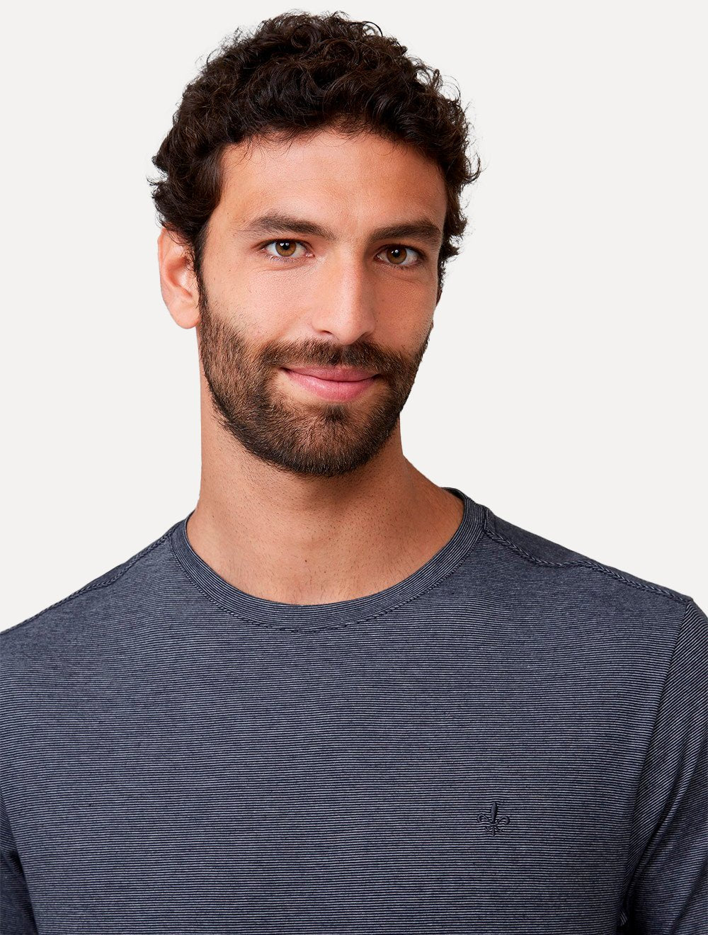 Camiseta Dudalina Masculina Regular Noise Listras Azul Marinho