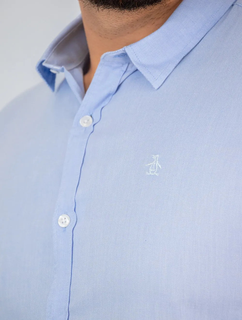 Camisa Original Penguin Masculina Regular Oxford Azul Claro Mescla