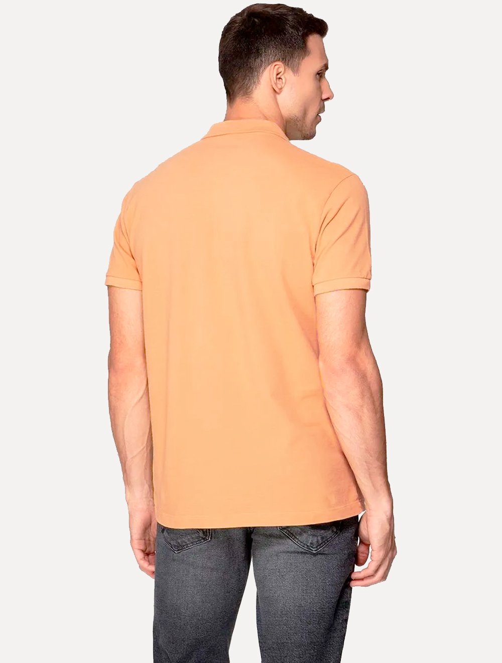 Polo Guess Masculina Piquet Small Patch Laranja Claro
