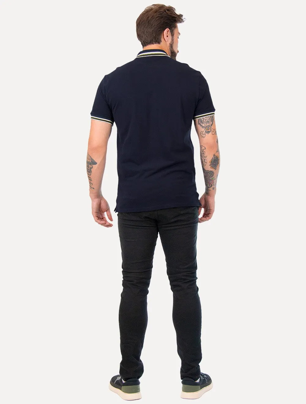 Polo Aramis Masculina Piquet Duplo Friso Move Azul Marinho