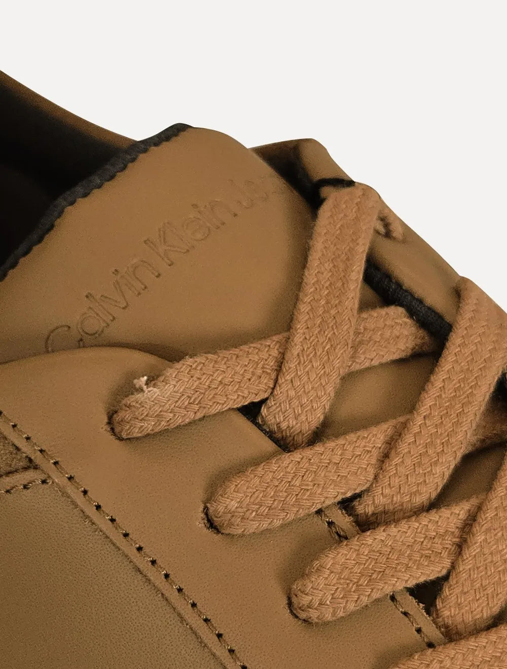 Tênis Calvin Klein Jeans Masculino Couro Sash Logo Basico Marrom Claro