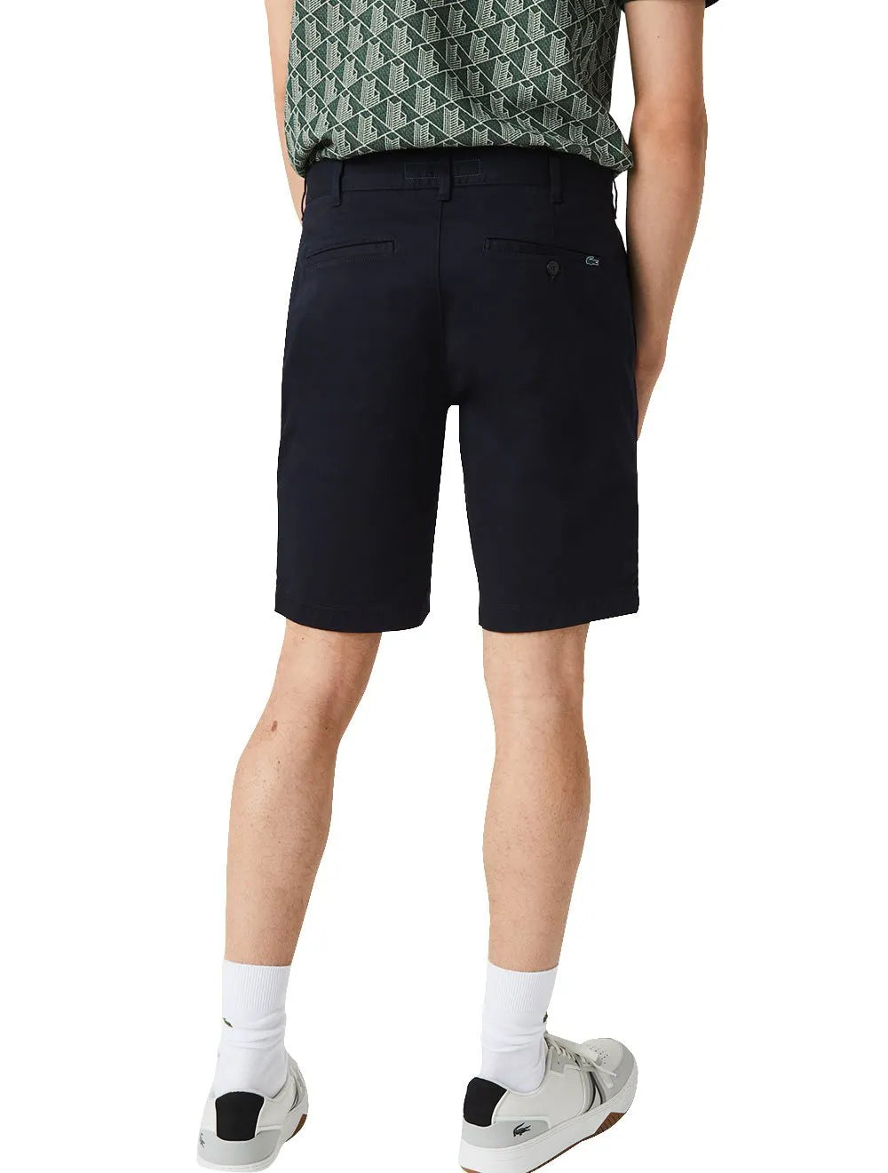 Bermuda Lacoste Masculina Sarja Slim Cotton Stretch Azul Escuro