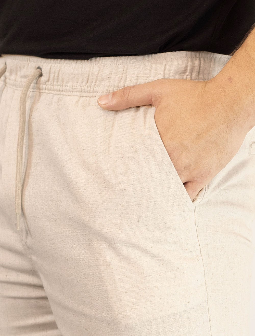 Bermuda Calvin Klein Jeans Masculina Elástico Linen Tag Cáqui Mescla