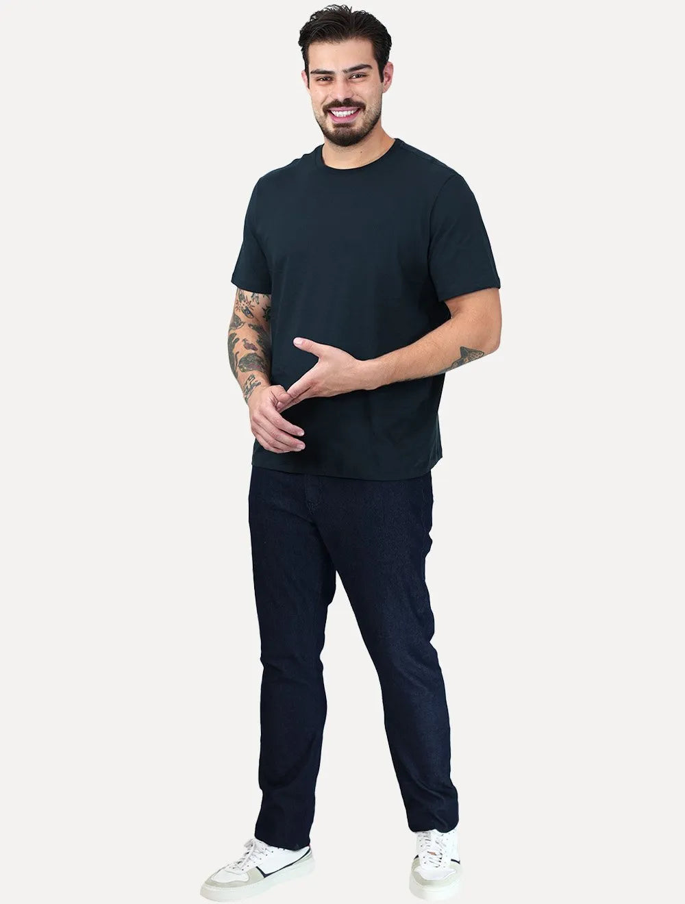 Camiseta Individual Comfort Pima Soft Touch Logo Azul Marinho