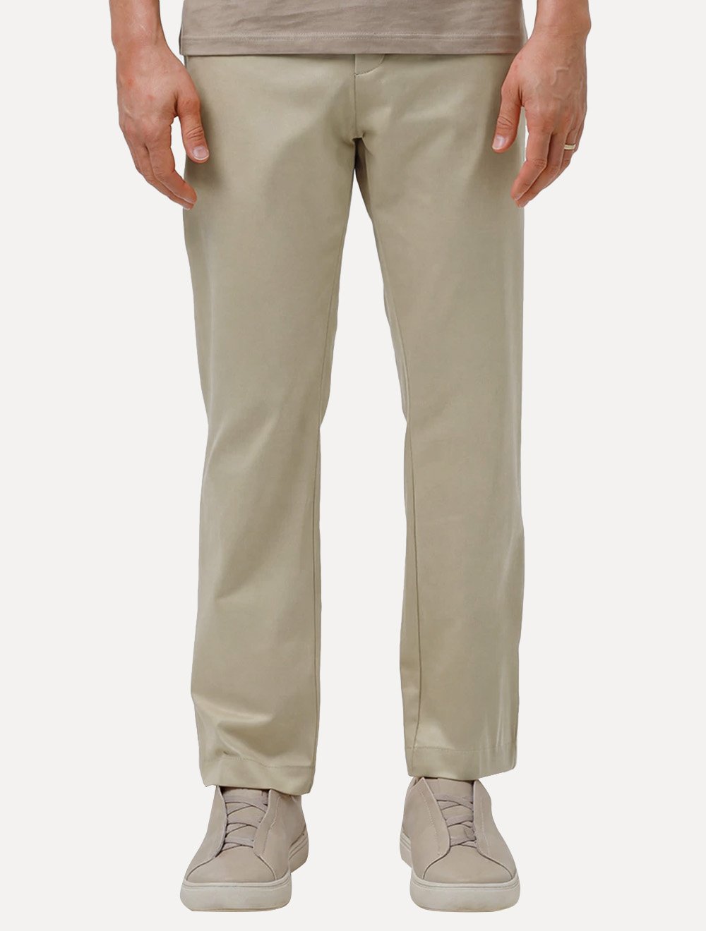 Calça K&J Black Masculina Alfaiataria Cetim Comfort Flex Cáqui