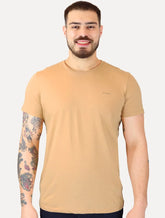 Camiseta Colcci Masculina Back To Basics Orange Logo Bege