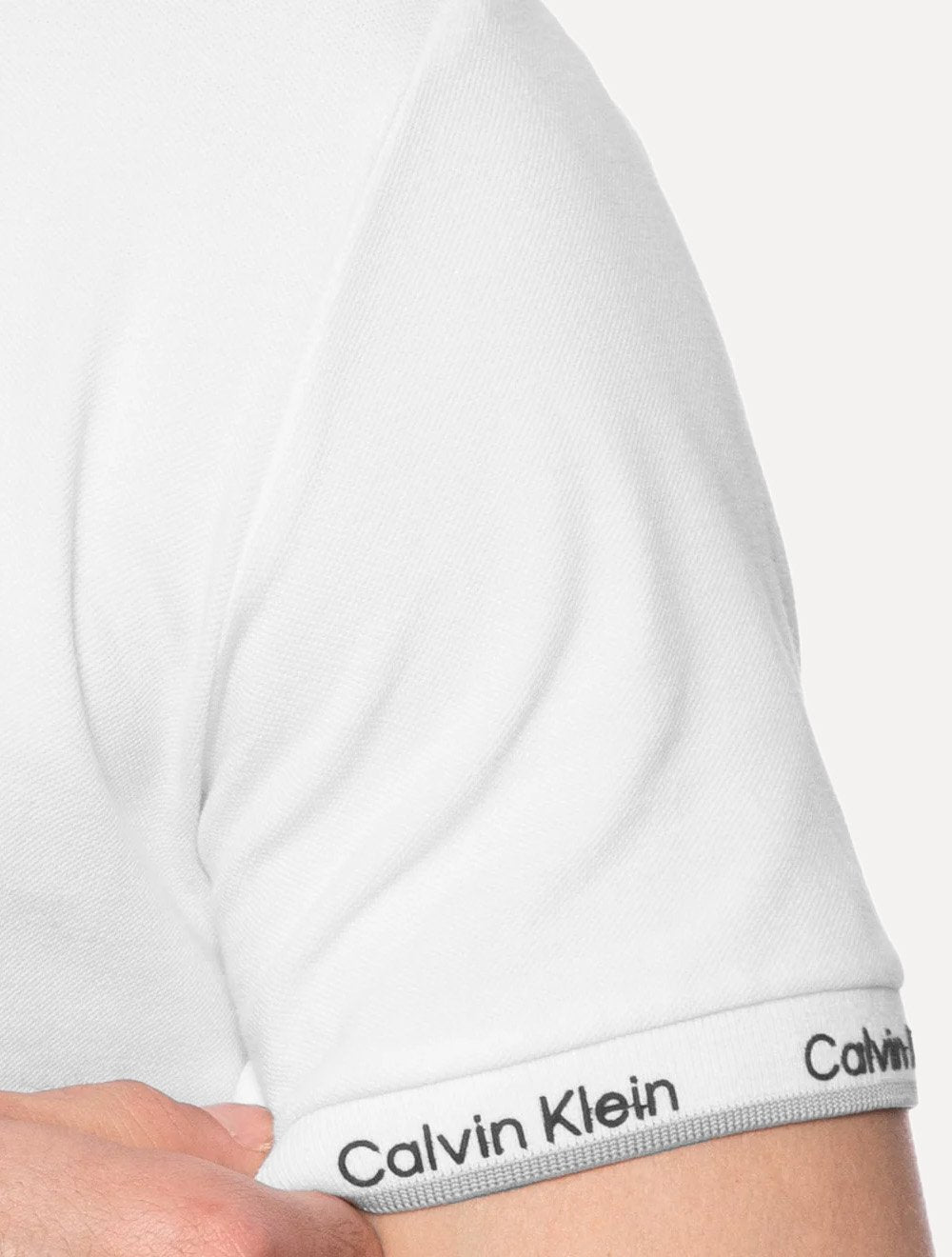 Polo Calvin Klein Masculina Piquet Slim Básica Friso Logo Punho Branca