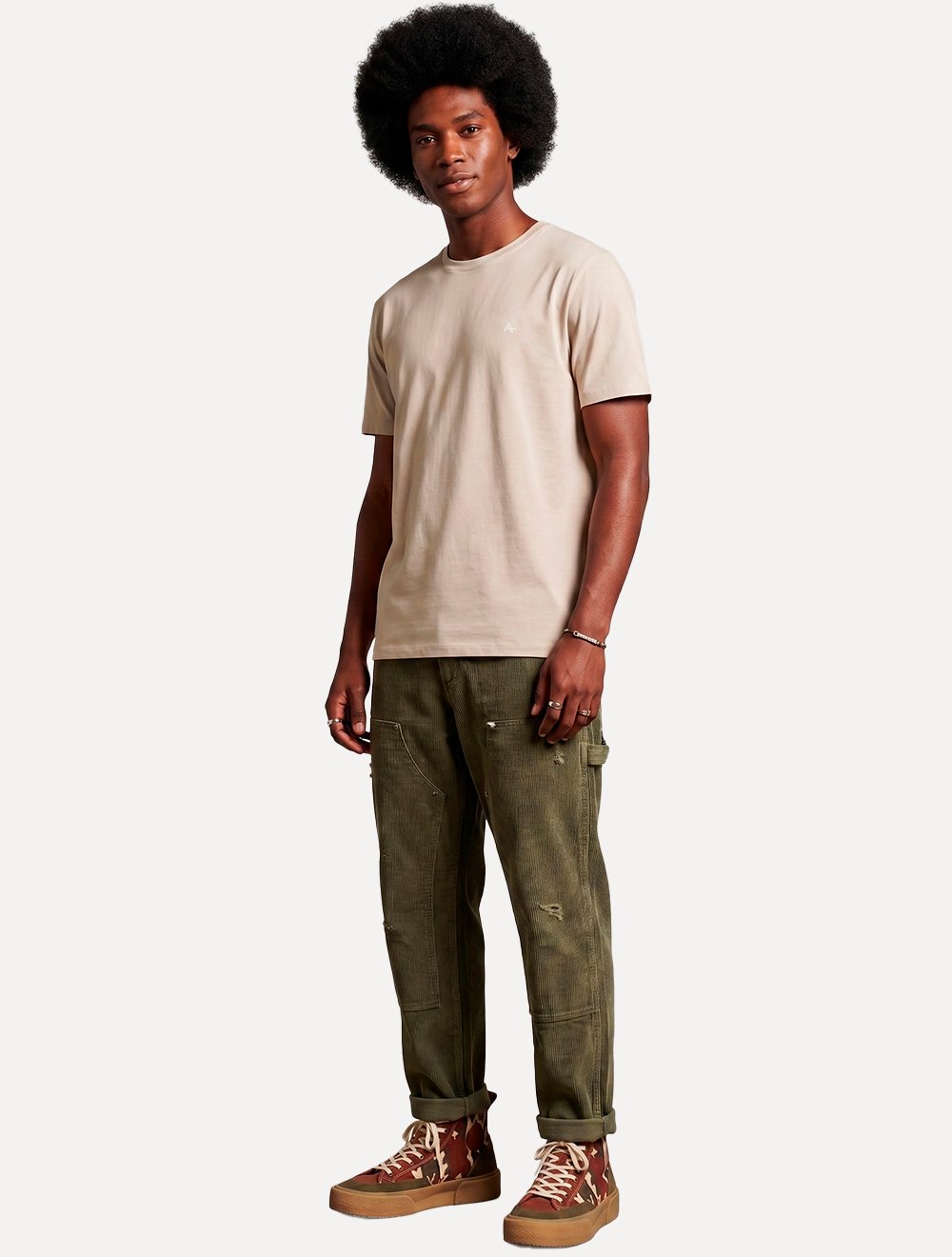 Camiseta Aramis Masculina Basic Lisa Mono Liquid Cotton Areia