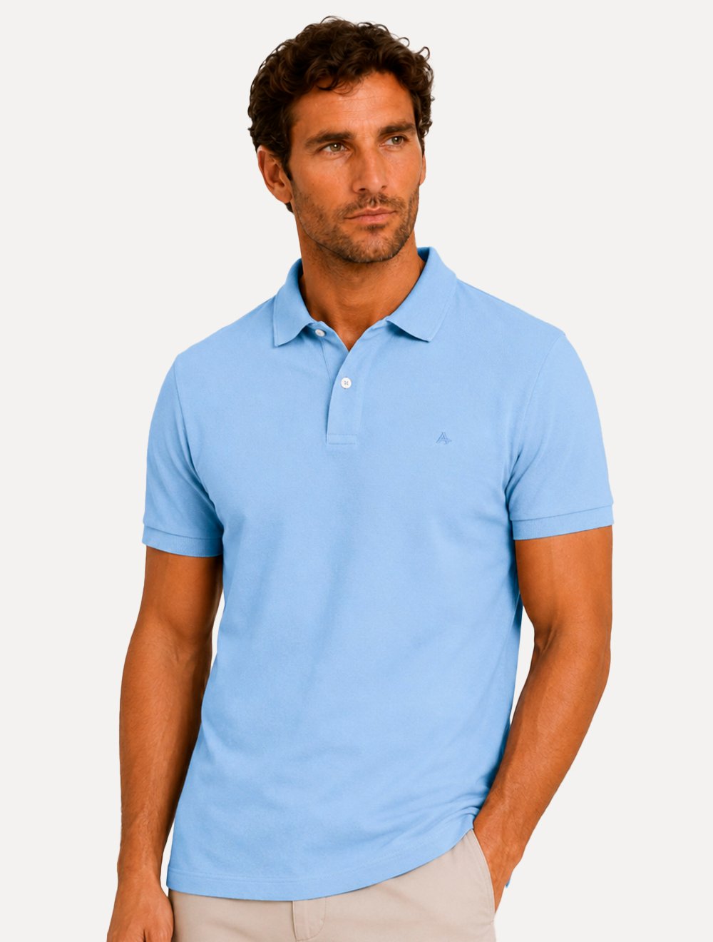 Polo Aramis Masculina Basic Piquet Mono Azul Pastel