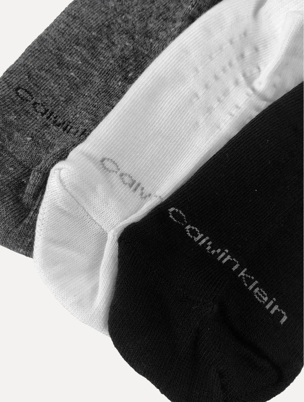 Meia Calvin Klein Invisível Preta/Branca/Grafite Kit 3 Pares