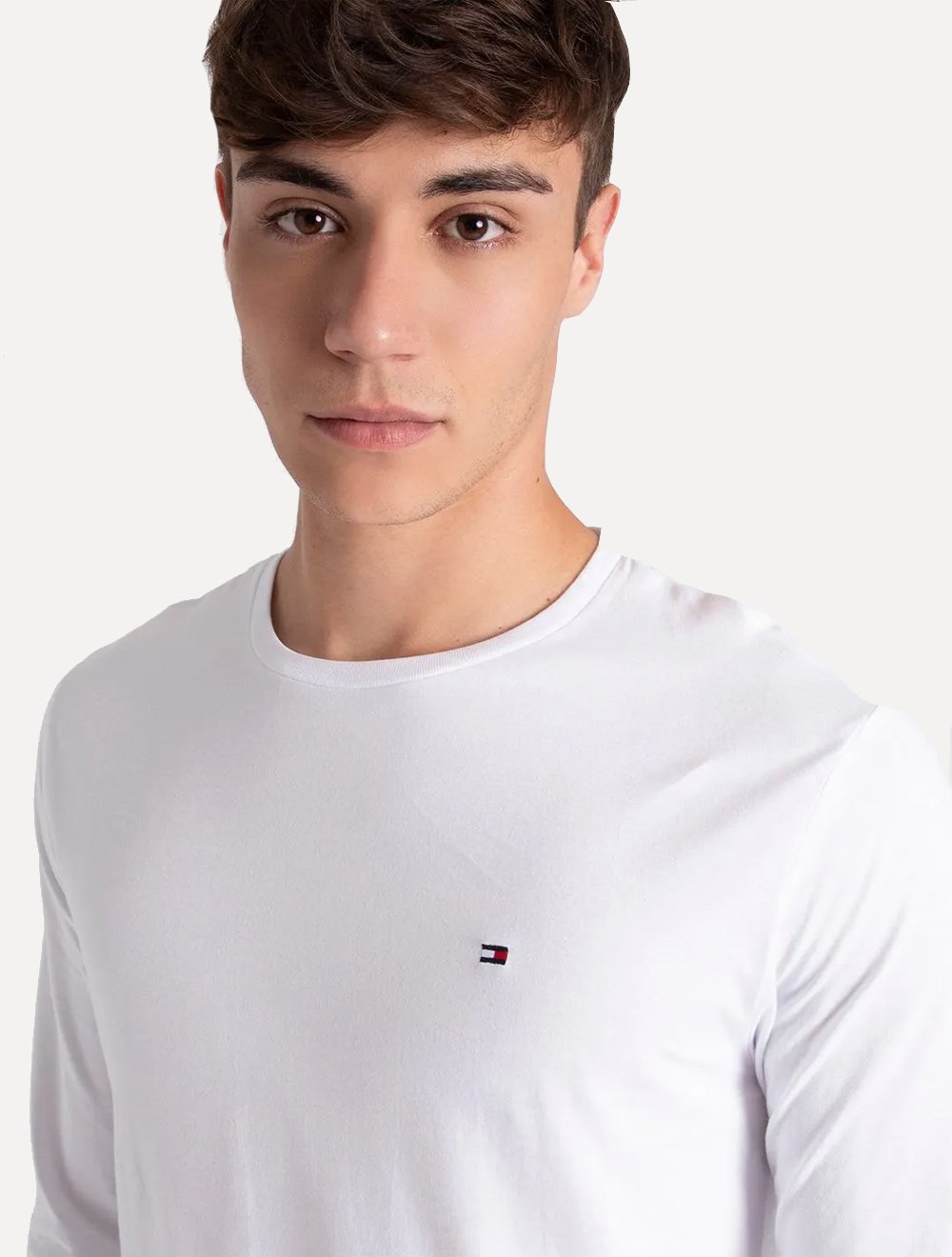 Camiseta Tommy Hilfiger Masculina Manga Longa Essential Cotton Branca
