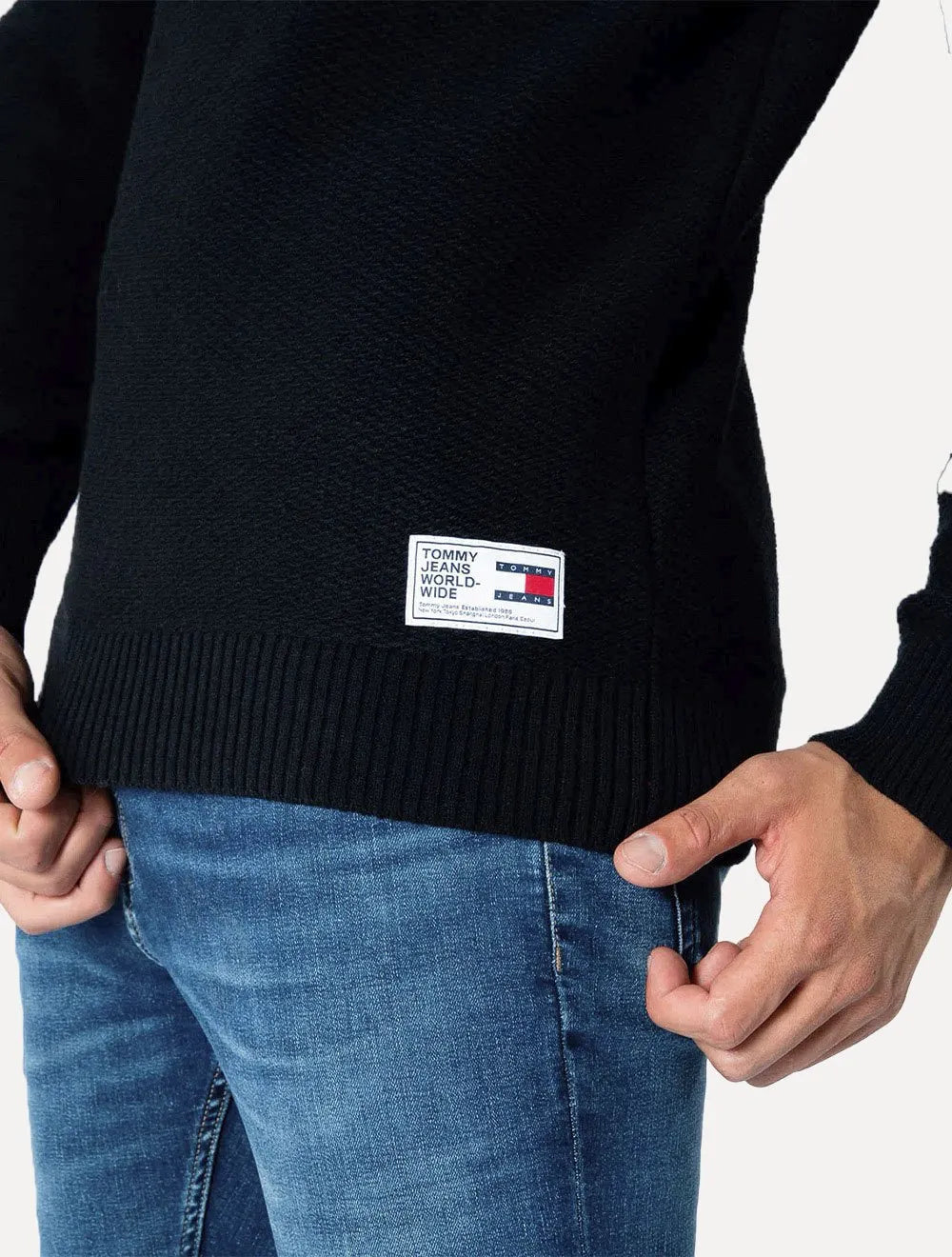 Suéter Tommy Jeans Masculino C-Neck Regular Structured Sweater Preto